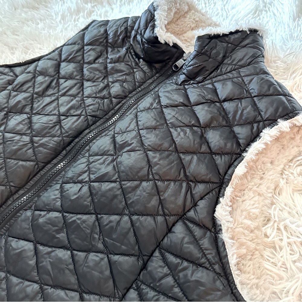 Steve Madden Quilted Puffer Vest Black Faux Sherpa Lined Women’s XL - Picture 14 of 15